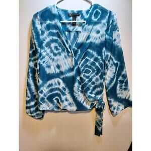 INC International Concepts Women's Sheer Faux-Wrap Print Blouse - Size 0